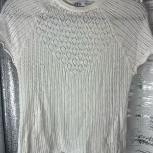Zara Cream Textured Knit Top